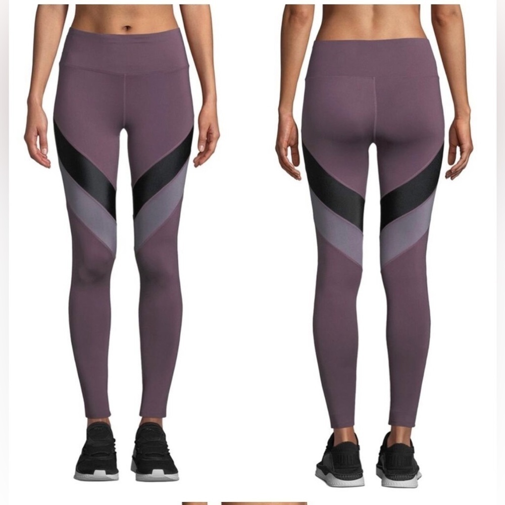 BCBG MaxAzria NWT High Waist Performance Leggings Purple Grey Black L